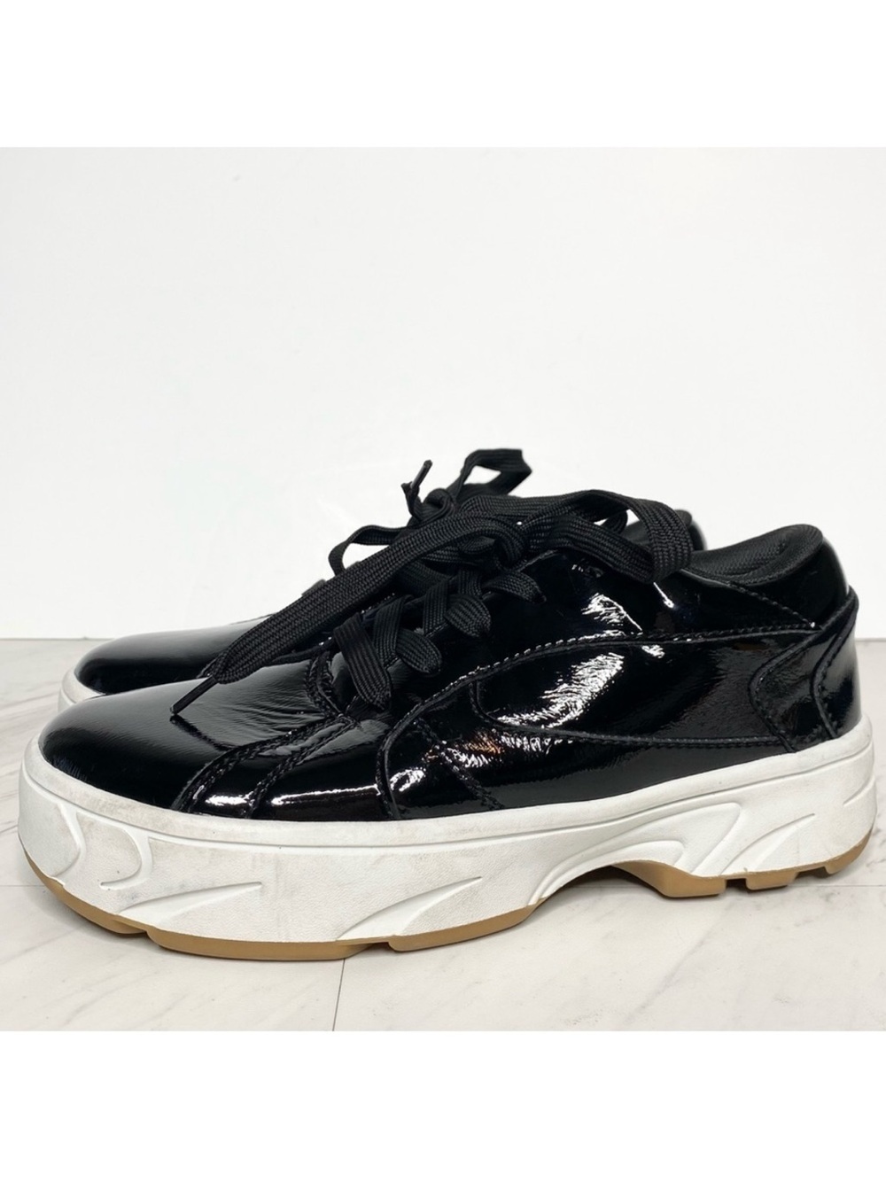 Jeffrey Campbell Limit Platform Black Patent Sneaker 6 1/2